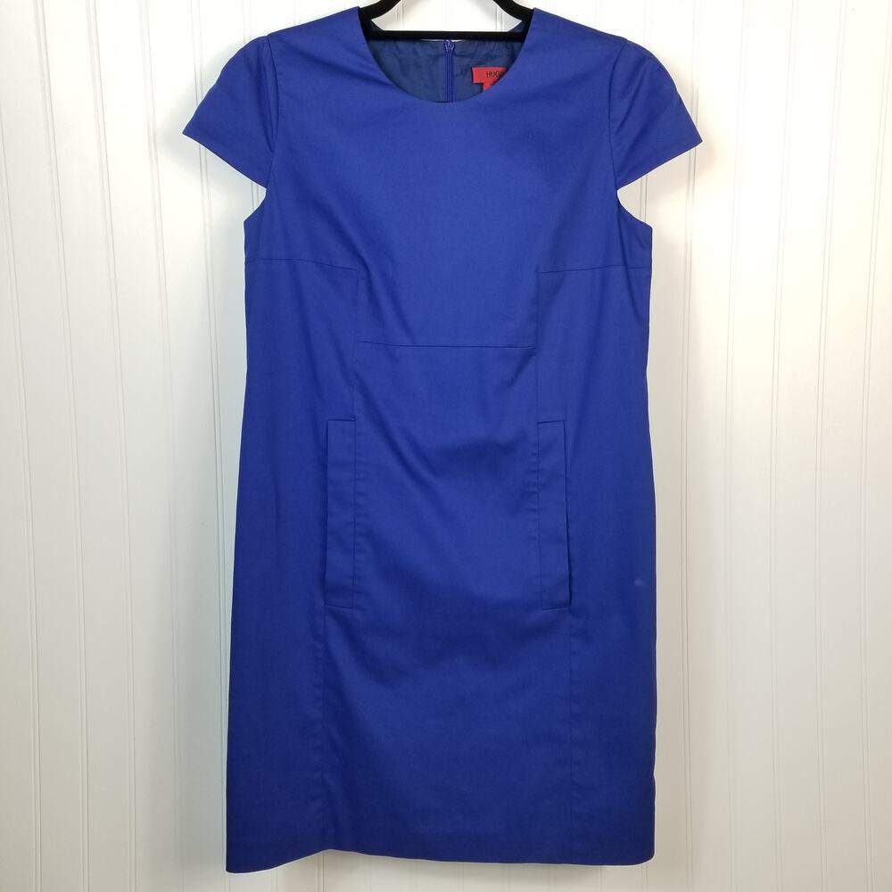 HUGO Hugo Boss Royalβ Blue Cap Sleeve Shift Dress Size 6
